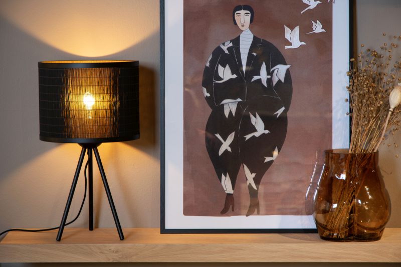 Lucide TAGALOG - Stolná lampa - Ø 26 cm - 1xE27 - Čierna